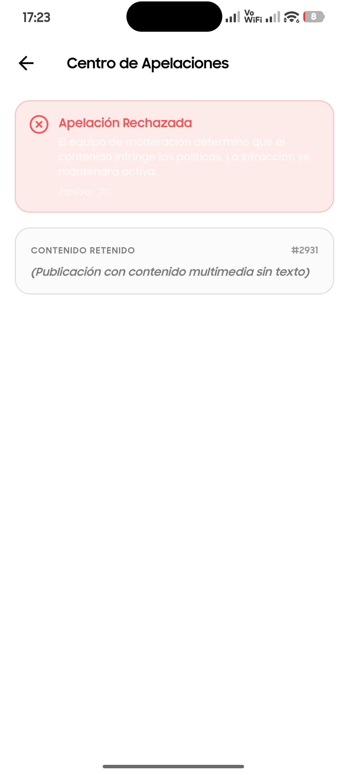 En los detalles de posts con infracciones