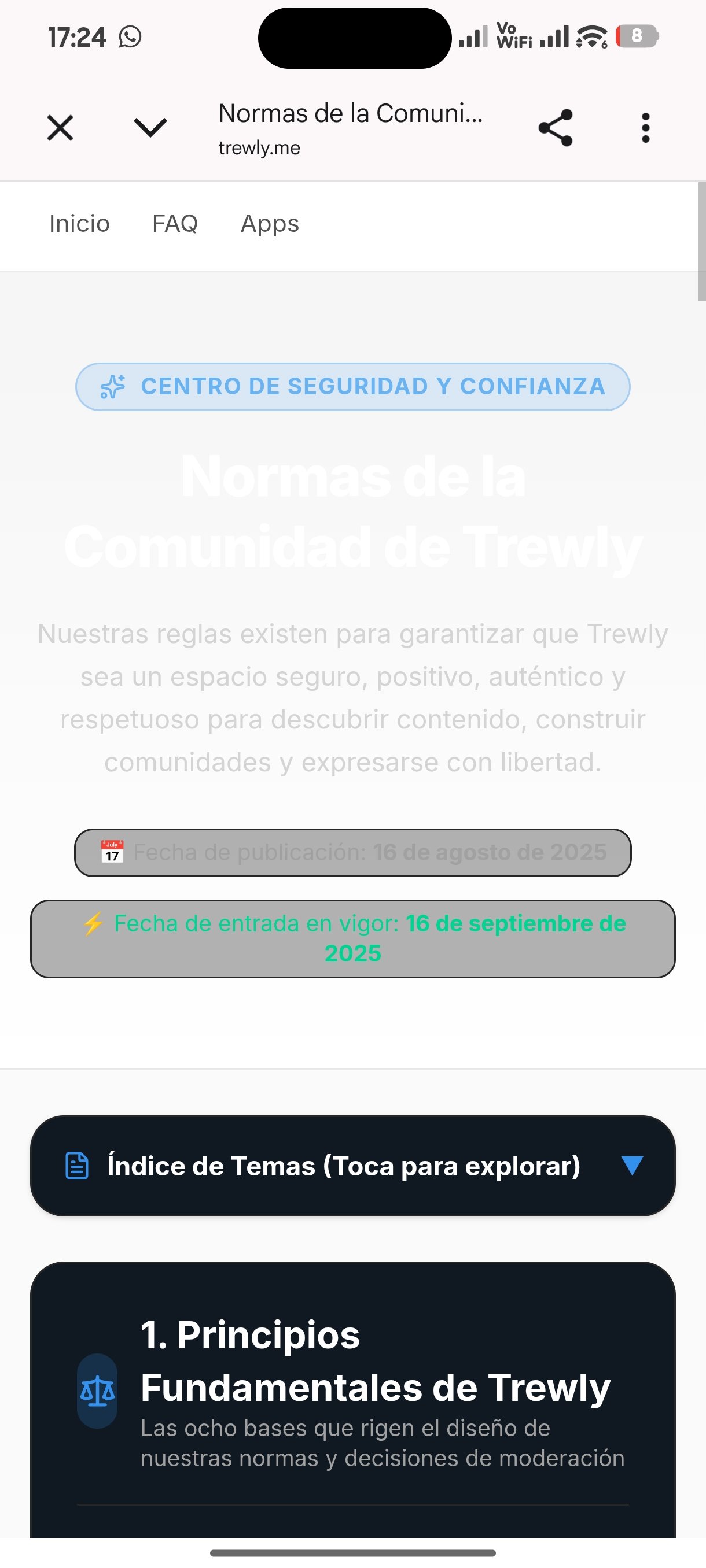 Texto ilegible en la sección Guidelines